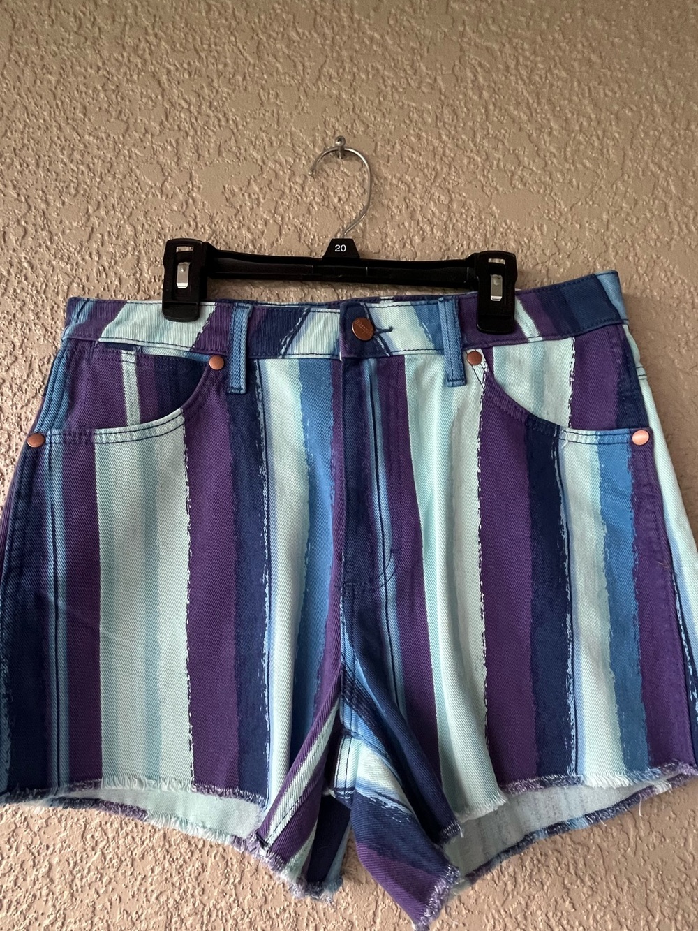 Wrangler Striped Purple & Teal Jean Shorts